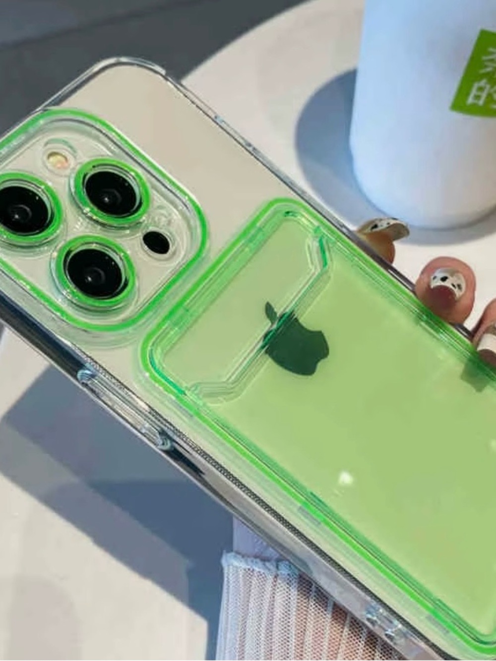 Neon Green Card Holder iPhone 14 Plus Case